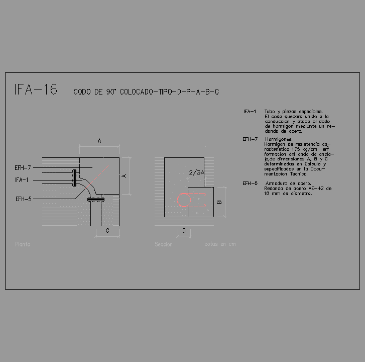 Bloque Autocad Codo de 90° colocado